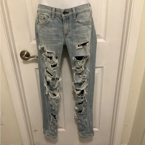 Rag & Bone Jean Womens 24 Blue DRE  Destroyed Distressed - Picture 1 of 8